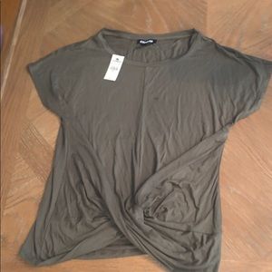 Olive green express twist ground crew neck t shirt